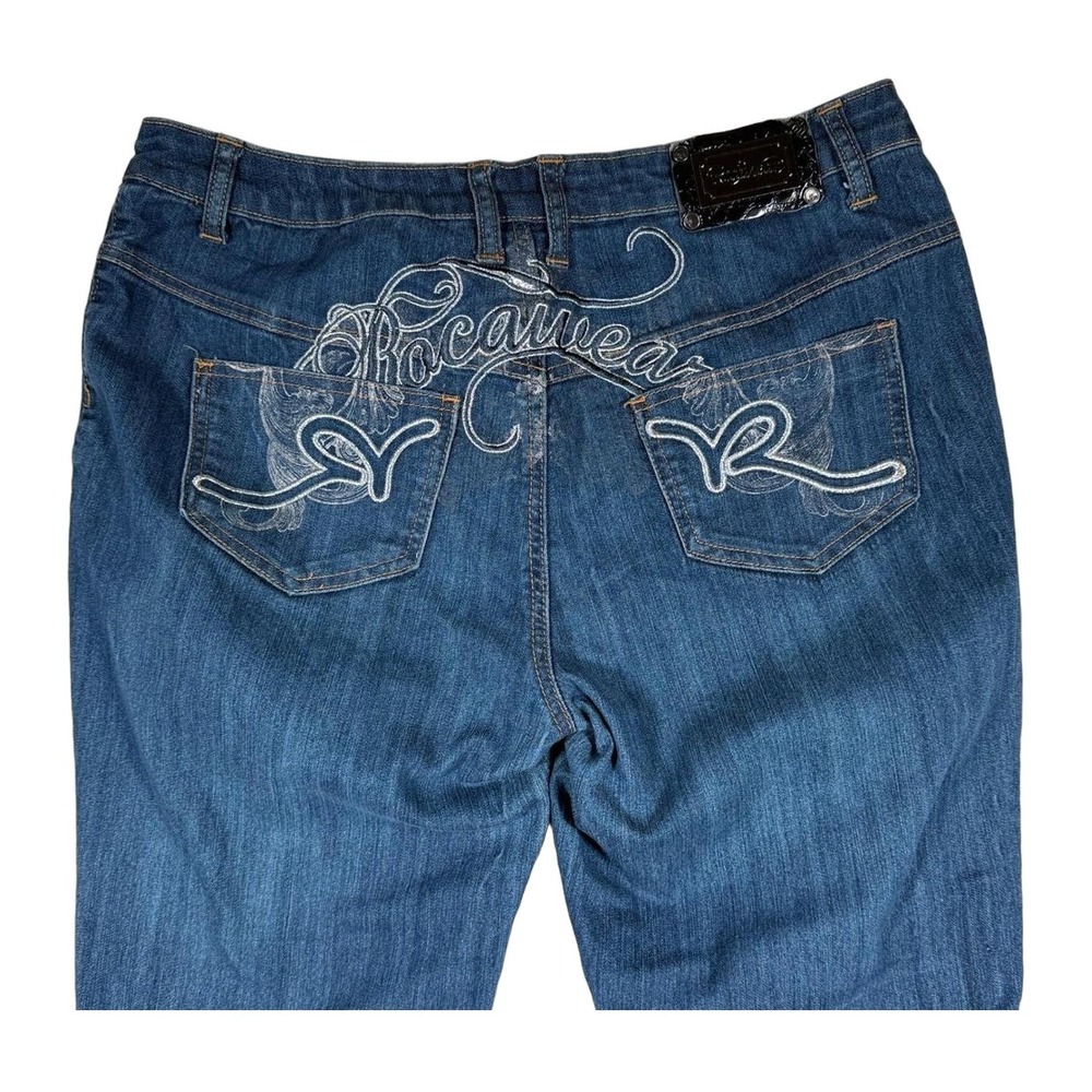 Rocawear Womens Jeans Embellished Back Pockets Blue Denim Size 11